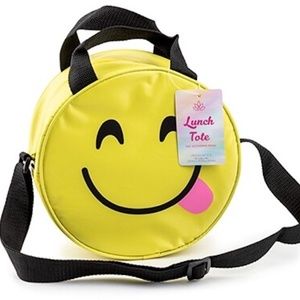 Samba Yum Smiling face Round Insulated Lunch tote Bag Yellow NWT 😋